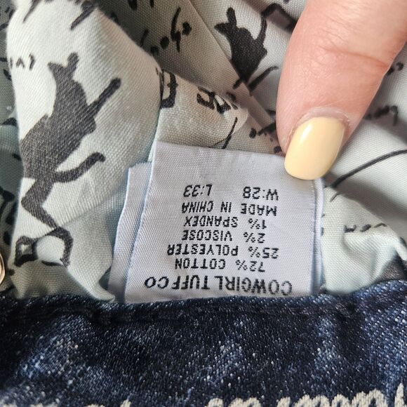 Cowgirl Tuff Fiesta Jeans Size 28X33 Aztec Embroidered Pockets Boot Cut Stretch - Picture 4 of 10